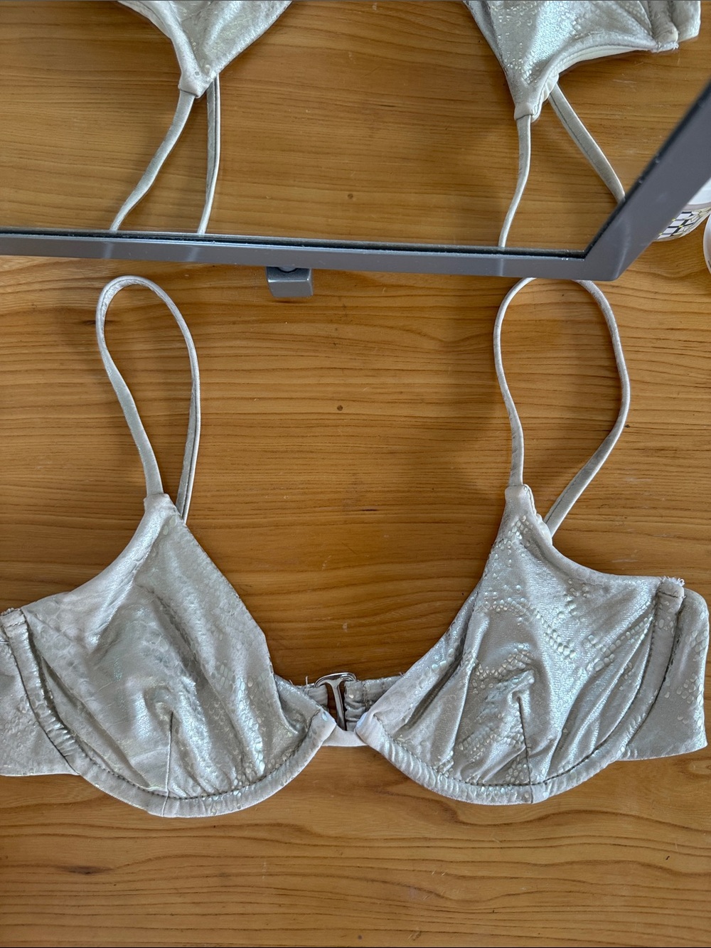 Good American Silver Snakeskin Swim Underwire Bralette